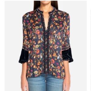 JOHNNY WAS Workshop (2X) Velvet Mix Paris Effortless Floral Blouse
